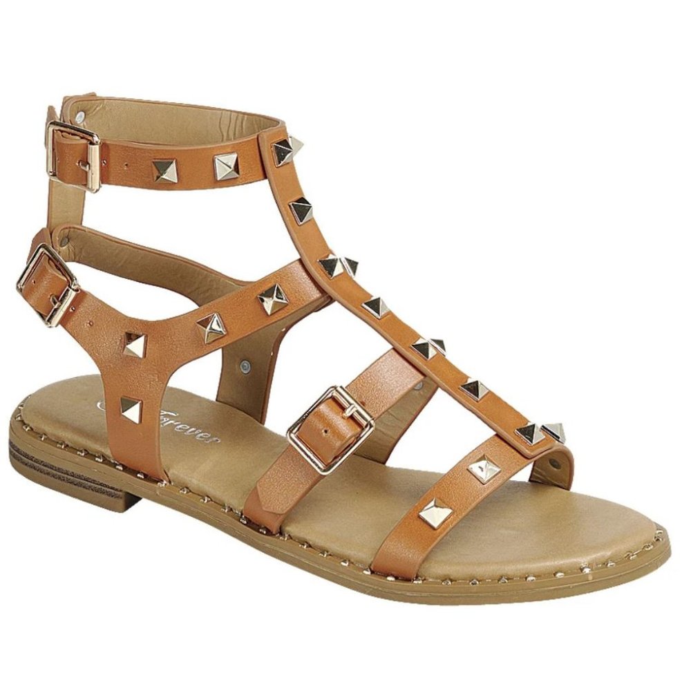 New Tan Strap Gold Studded Gladiator Sandals